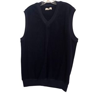 A.M.‎ Player Mens Navy Blue Fleece V-Neck Sweater Vest Sleeveless Pullover L